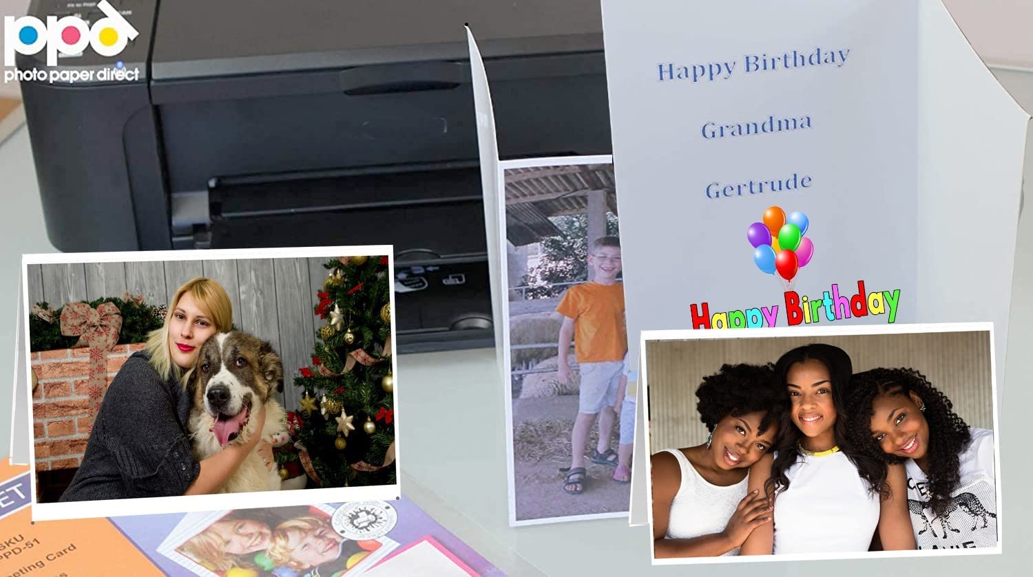 PPD Inkjet Printable Greeting Cards A5 Pre-Scored To A6 260gsm Gloss Inc Envelopes PPD-50-ENV-50