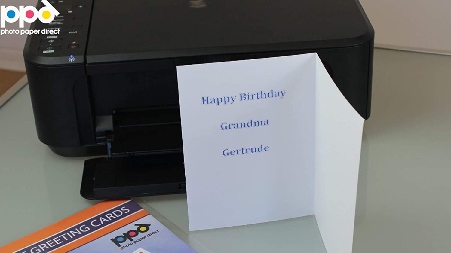 PPD Inkjet Printable Greeting Cards A5 Pre-Scored To A6 260gsm Gloss Inc Envelopes PPD-50-ENV-50