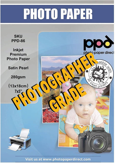 PPD Inkjet Premium Photo Paper Satin 68lb. 280gsm 10.5mil 5 x 7" PPD-86