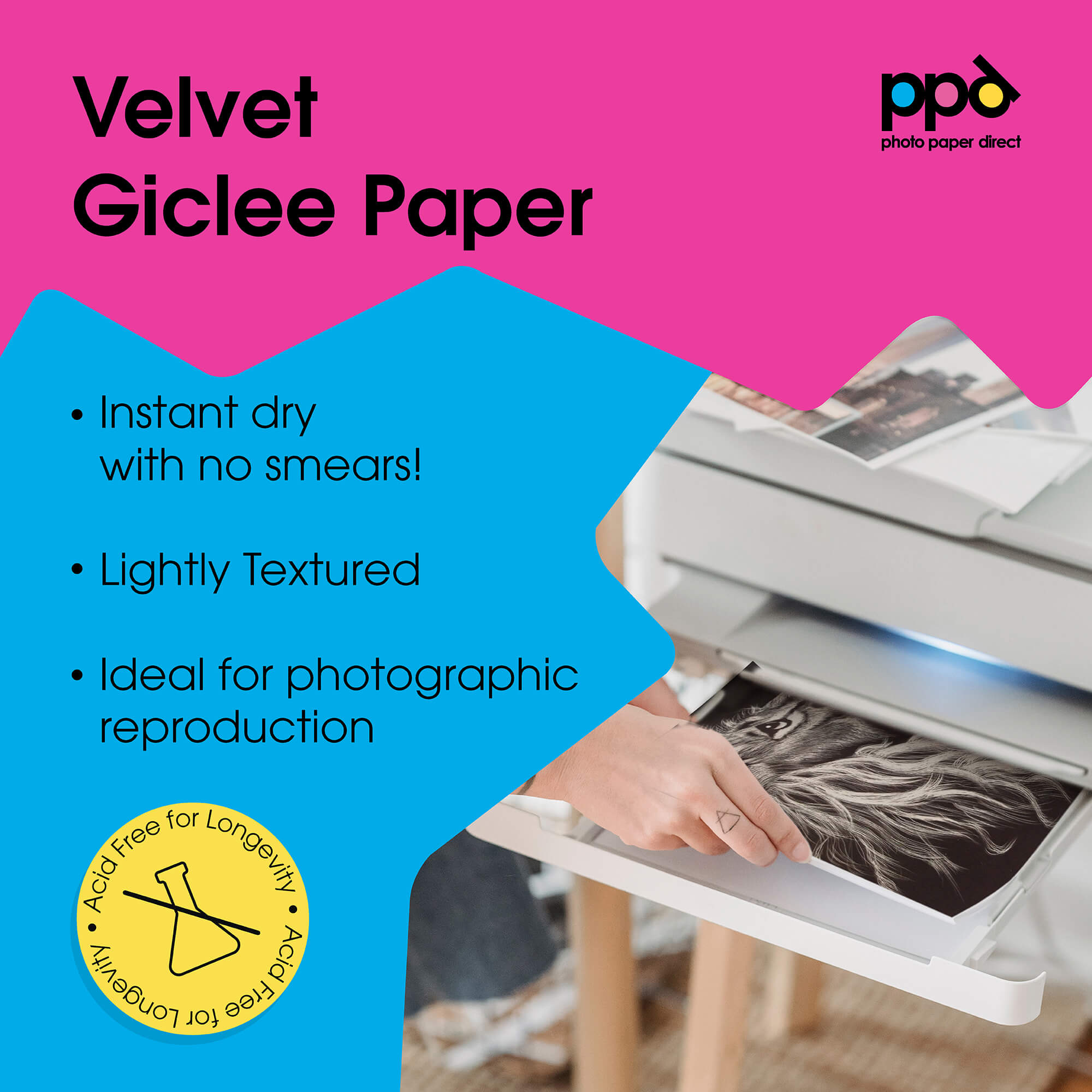 PPD Inkjet White Giclee Archival Velvet Fine Art Printer Paper A4 72lbs 270gsm PPD-76