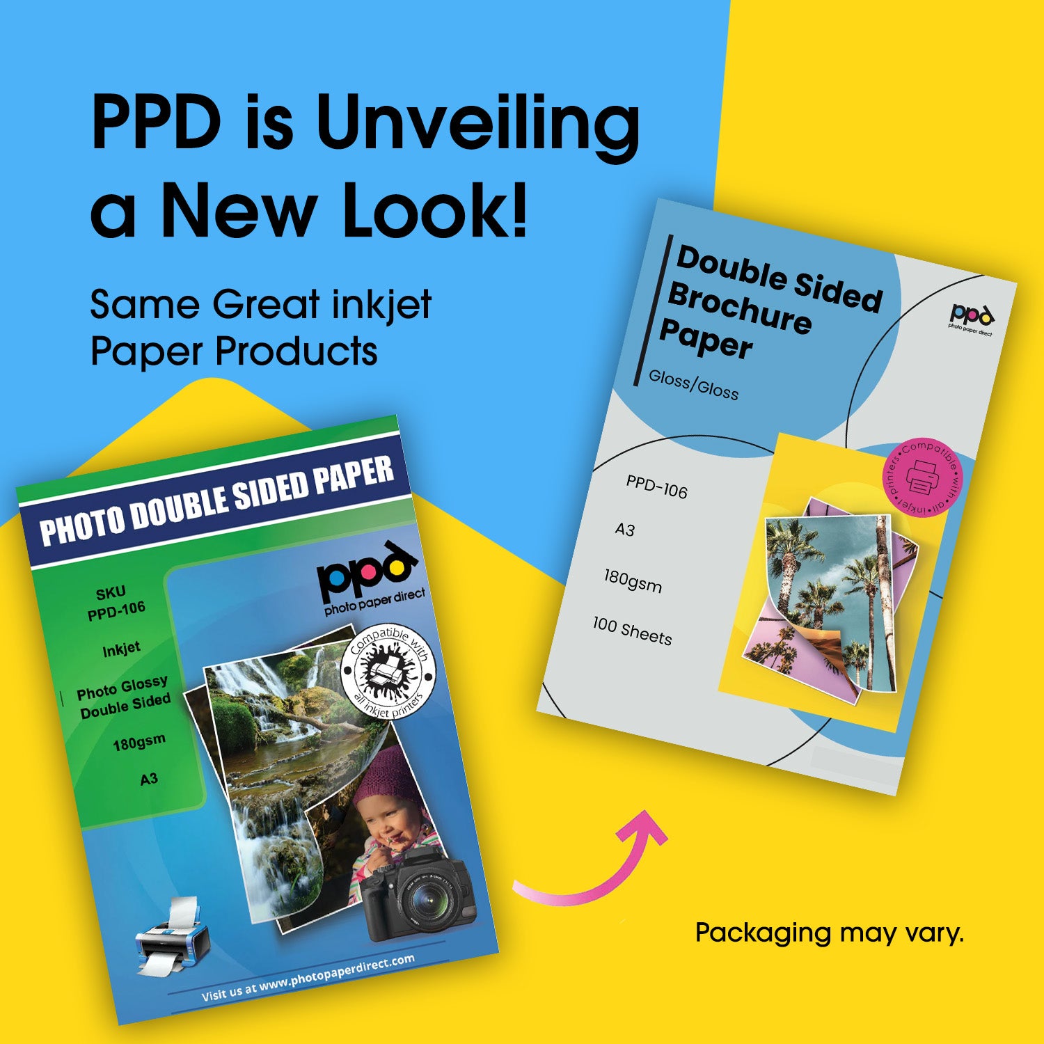 PPD Inkjet Photo Paper Double Sided Gloss/Gloss 49lb. 180gsm 9.9mil A3 PPD-106