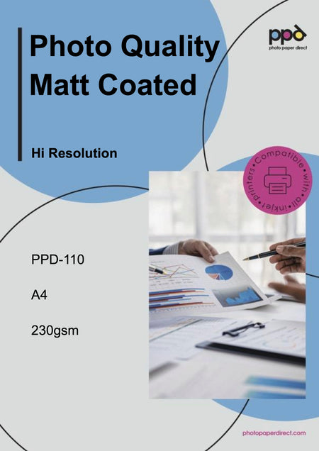 PPD Inkjet Matt Photo Quality Paper 230gsm A4 Hi Res PPD-110