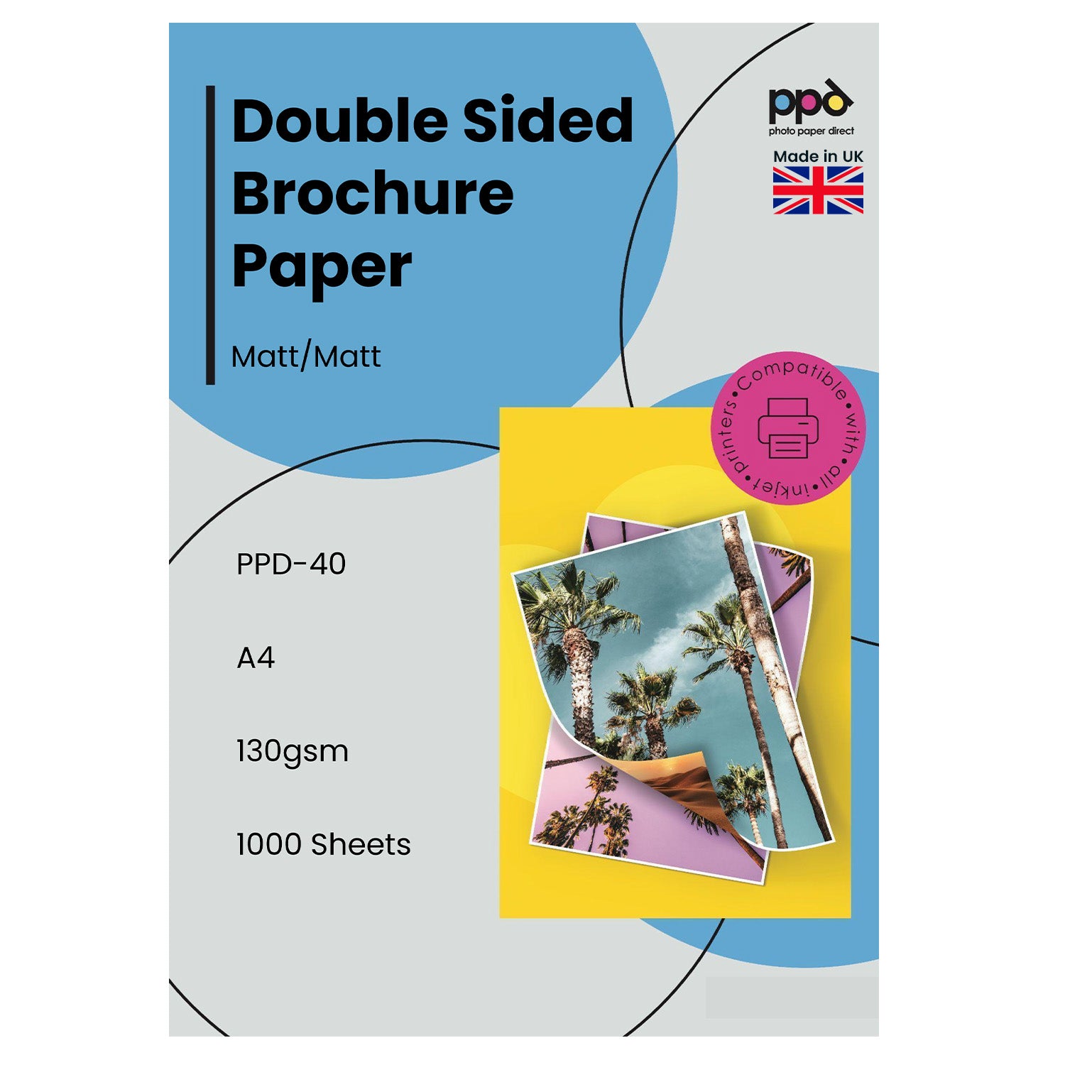 PPD Inkjet Brochure Paper Double Sided Smooth Matt Finish 130gsm A4 PPD-40