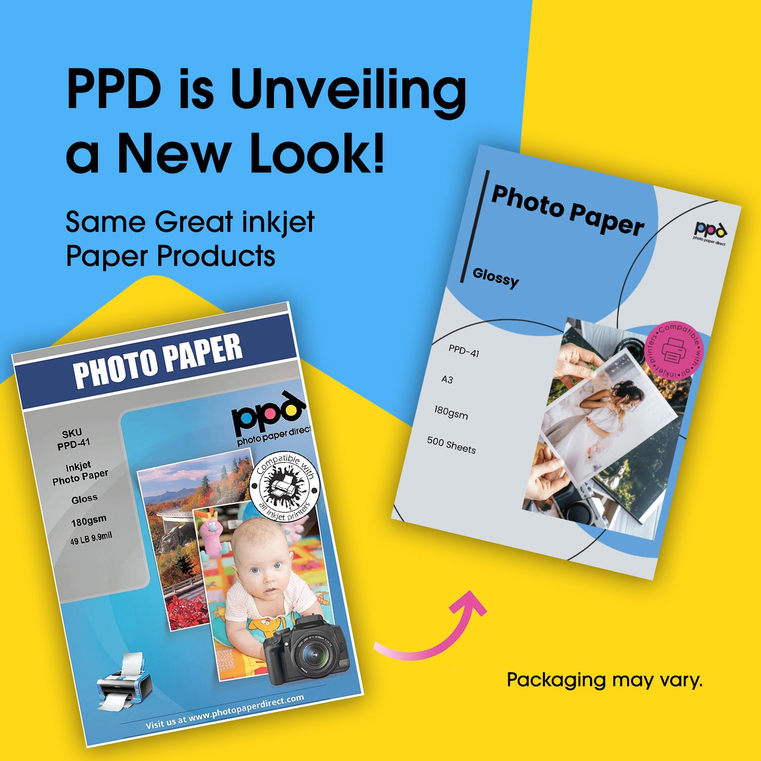PPD Inkjet Photo Paper Glossy 49lb. 180gsm 9.9mil A3 PPD-41