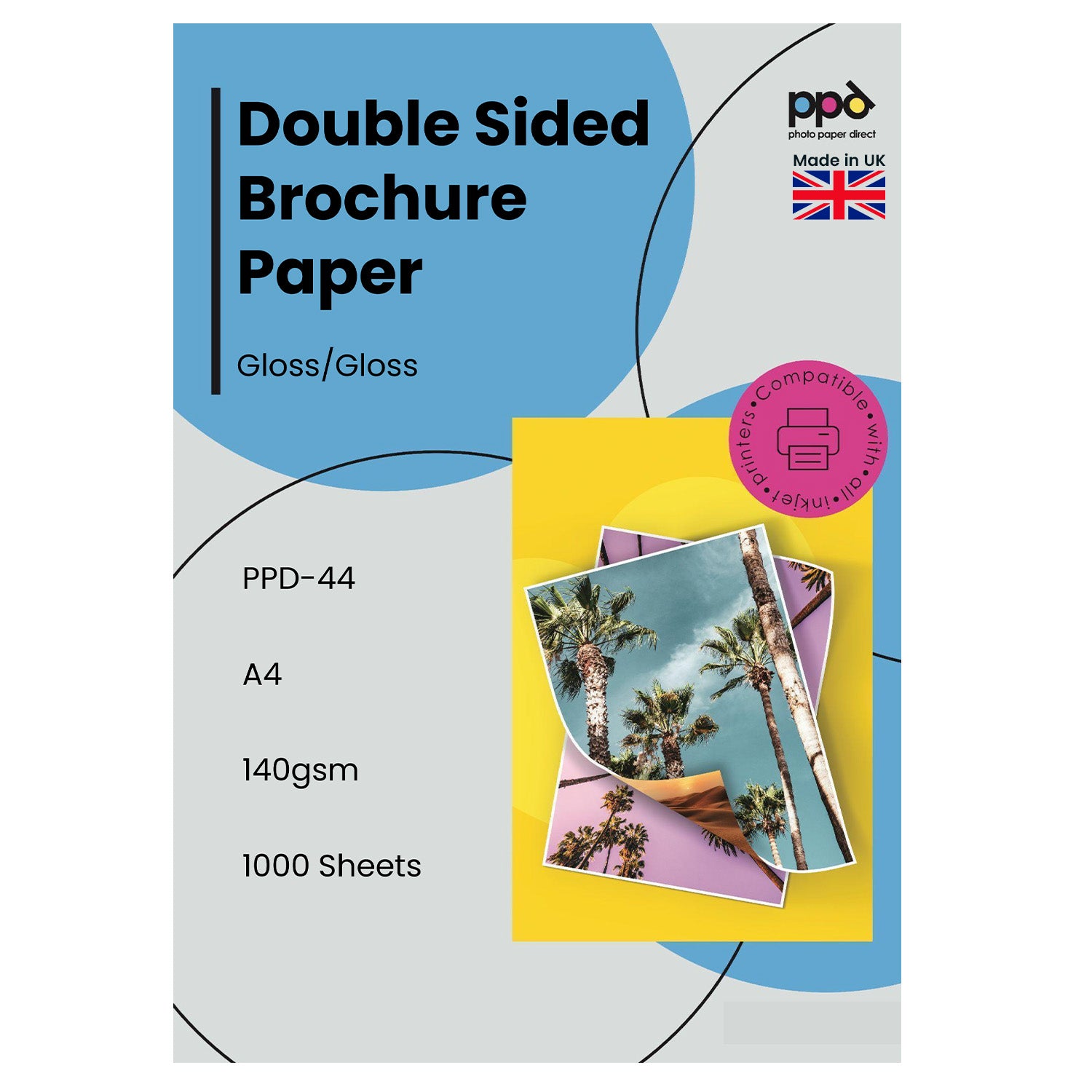 PPD A4 Premium Inkjet Photo Paper Double Sided Glossy 180g for Photos, Brochures, Calendars and Photo Albums PPD-44