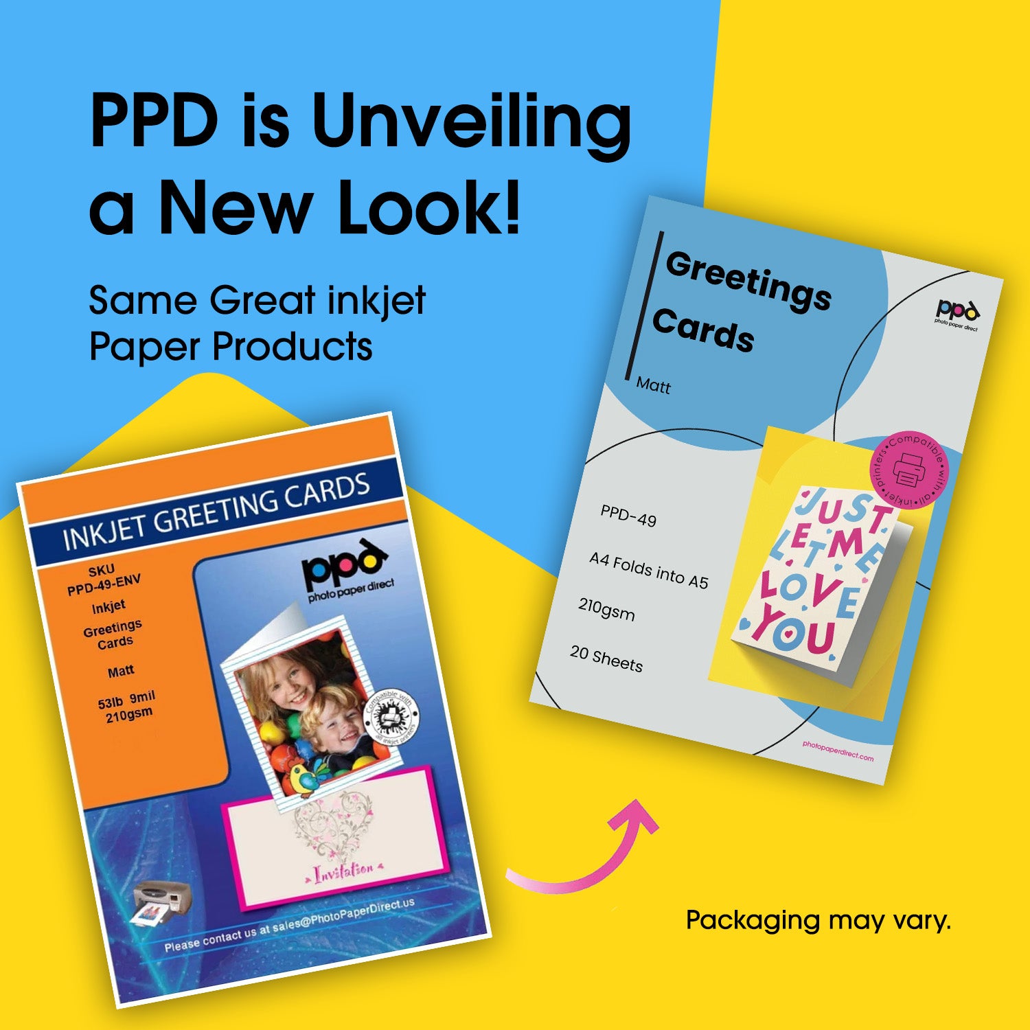 PPD Inkjet Large Matt Photo Quality Printable Greeting Cards A4 PPD-49