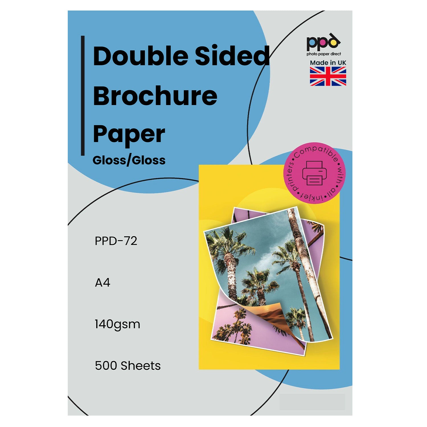 PPD Inkjet Photo Quality Gloss Double Sided Brochure Paper A4 140gsm PPD-72