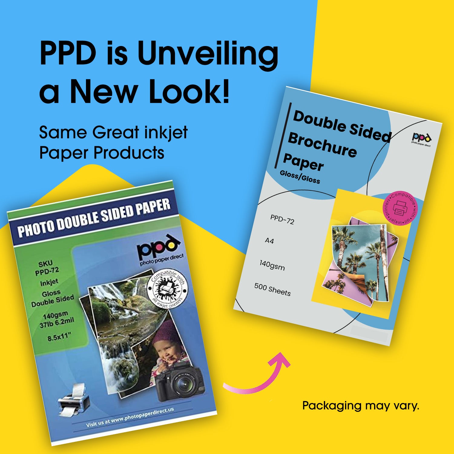 PPD Inkjet Photo Quality Gloss Double Sided Brochure Paper A4 140gsm PPD-72