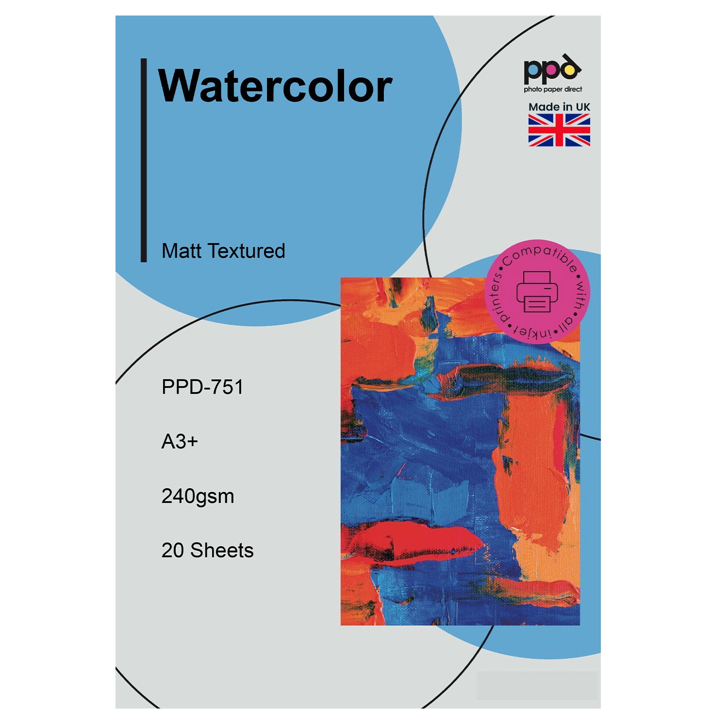 PPD Inkjet Watercolour Matt Giclee Fine Art Archival Paper A3+ 240gsm PPD-751