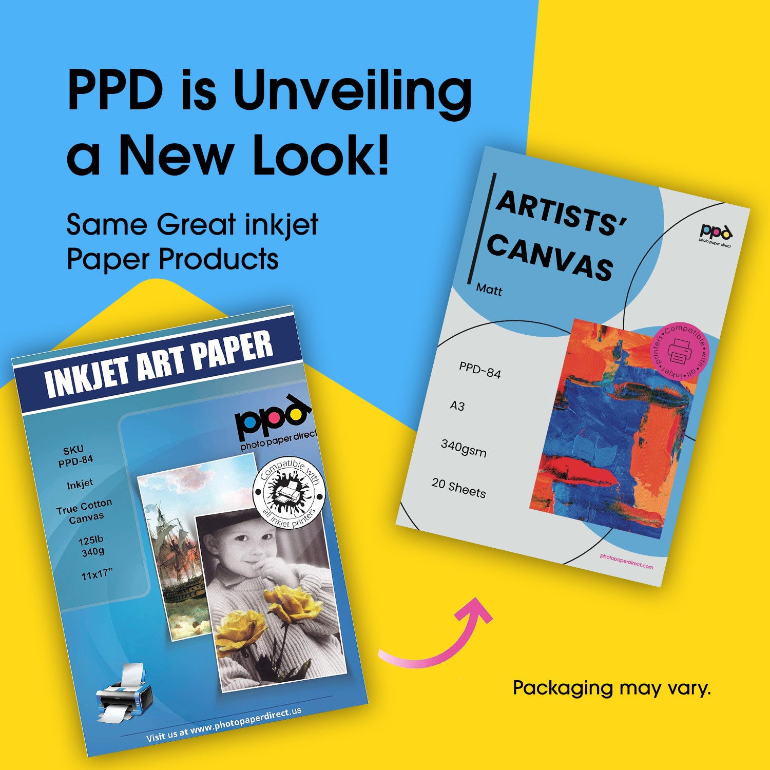 PPD Inkjet Printable Canvas 100% Real Cotton 340g A3 PPD-84