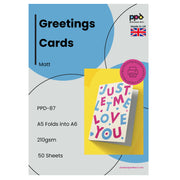 PPD Inkjet Printable Greeting Cards A5 Pre-Scored to A6 210gsm Matt Photo Quality PPD-87