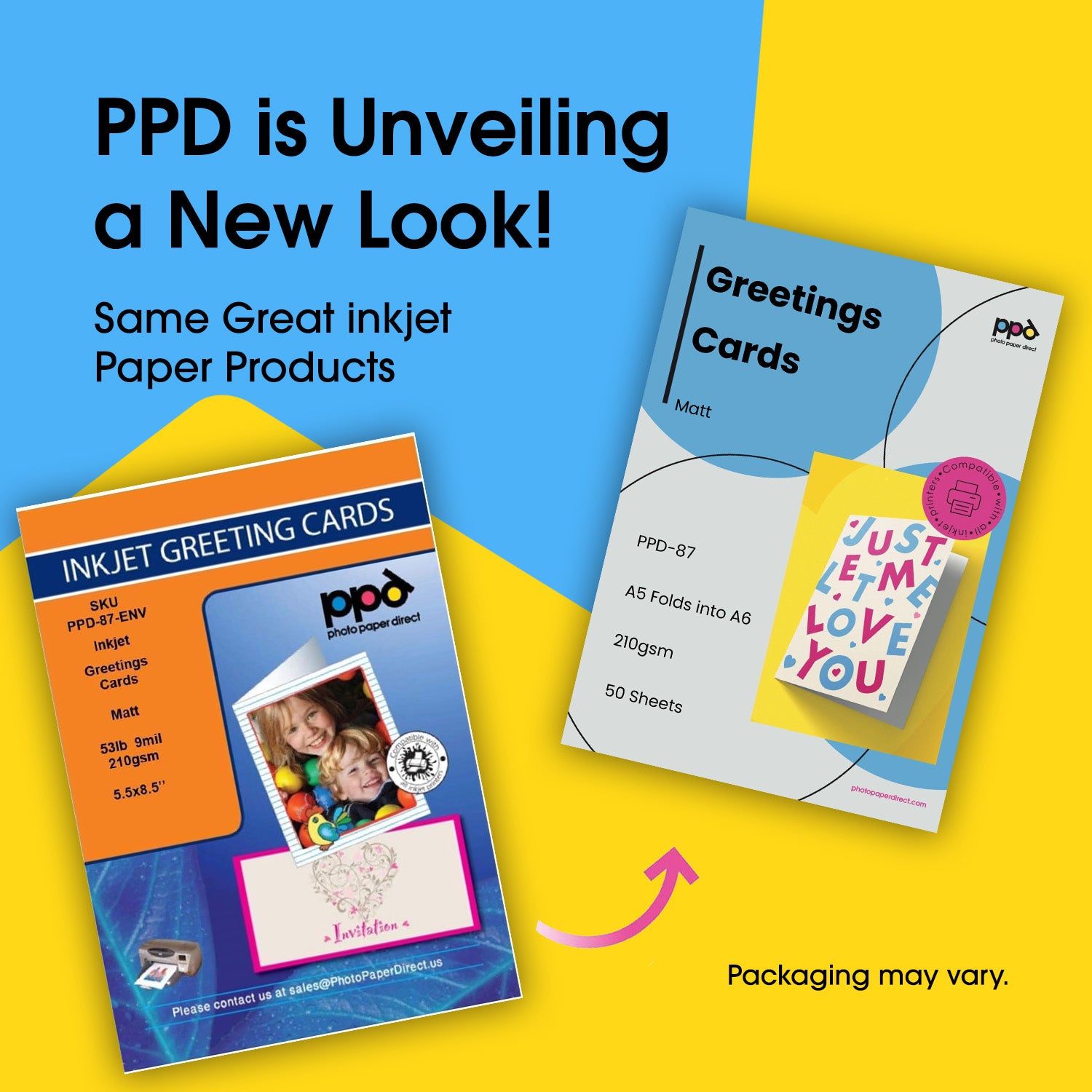 PPD Inkjet Printable Greeting Cards A5 Pre-Scored to A6 210gsm Matt Photo Quality PPD-87