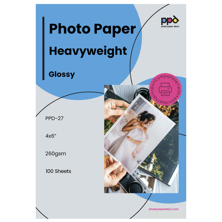 PPD Inkjet 260gsm Photo Paper Glossy Instant Dry Smudge-Proof Waterproof Photo Card Format 4x6" ( 10x15cm) PPD-27