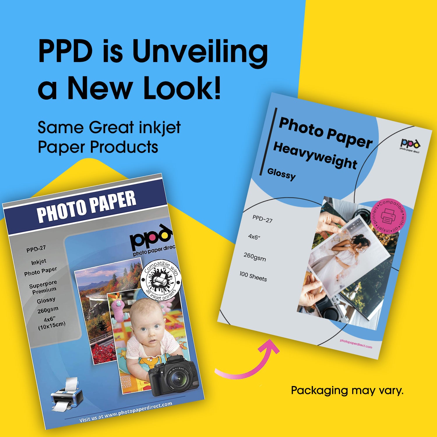 PPD Inkjet 260gsm Photo Paper Glossy Instant Dry Smudge-Proof Waterproof Photo Card Format 4x6" ( 10x15cm) PPD-27