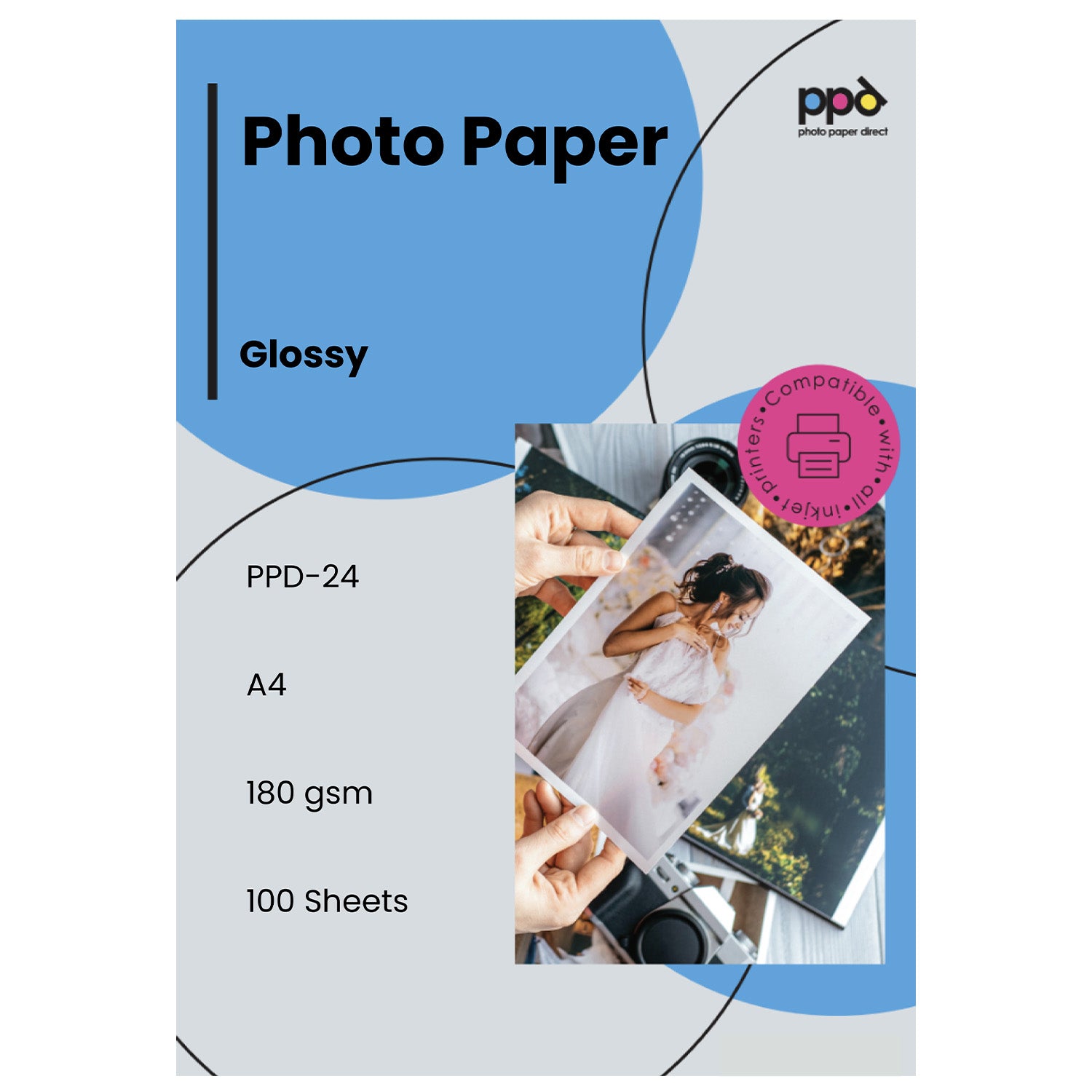 PPD Inkjet Photo Paper Glossy 49lb. 180gsm 9.9mil A4 PPD-24
