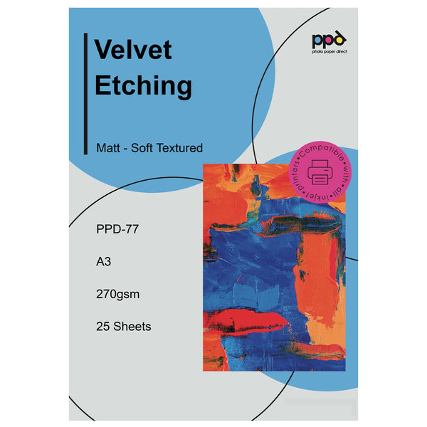 PPD Inkjet Fine Art White Velvet Giclee Archival Paper A3 270gsm PPD-77