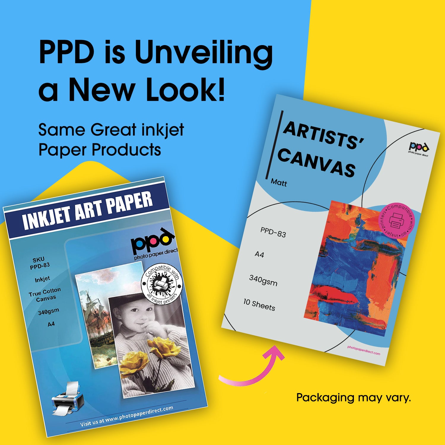 PPD Inkjet Printable Canvas 100% Real Cotton 340g 125lb 17mil A4 PPD-83