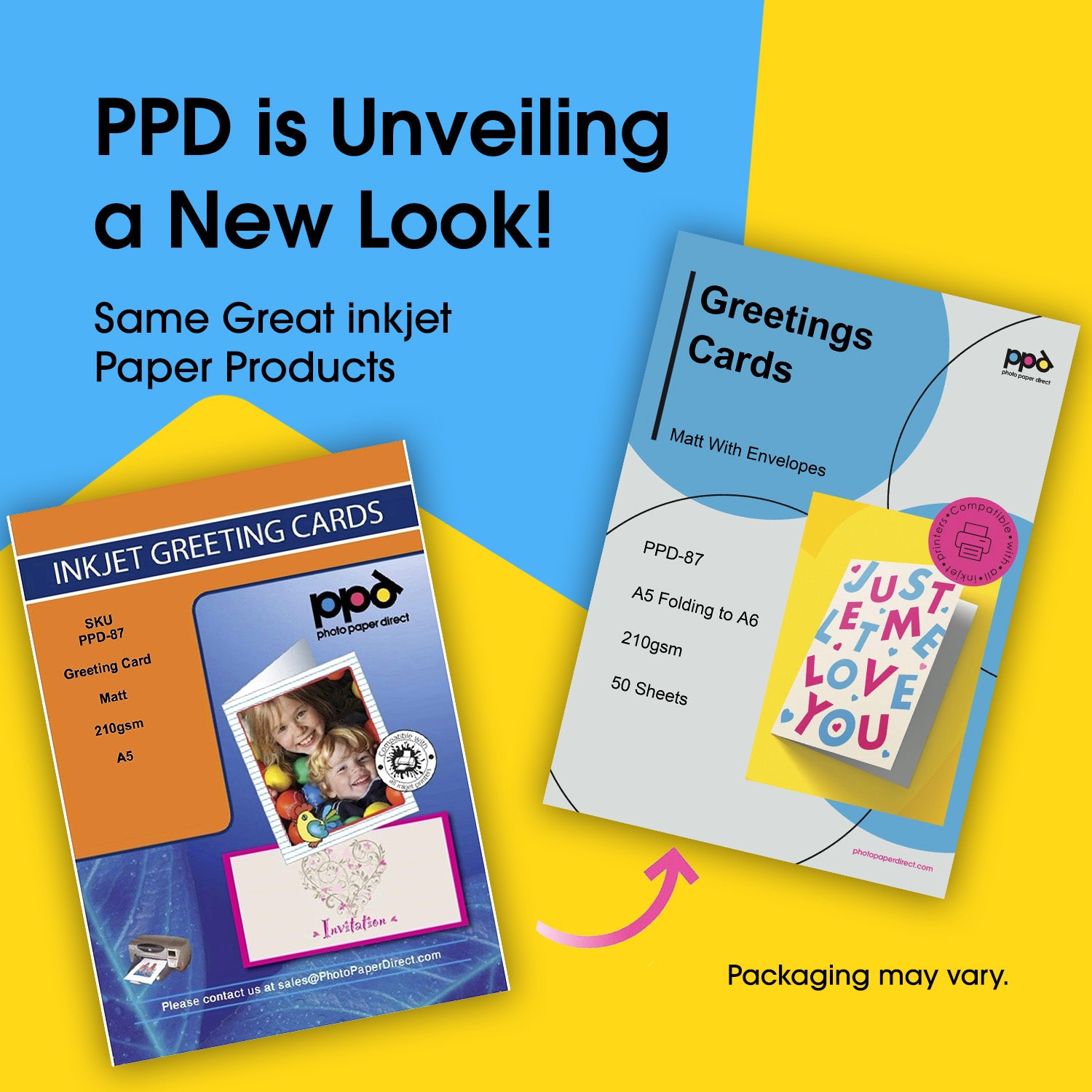 PPD Inkjet Printable Greeting Cards A5 Pre-Scored to A6 210gsm Matt Photo Quality PPD-87
