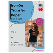 PPD Inkjet Iron On MULTIPACK 20 Light and 20 Dark Transfer Paper A4 PPD-5