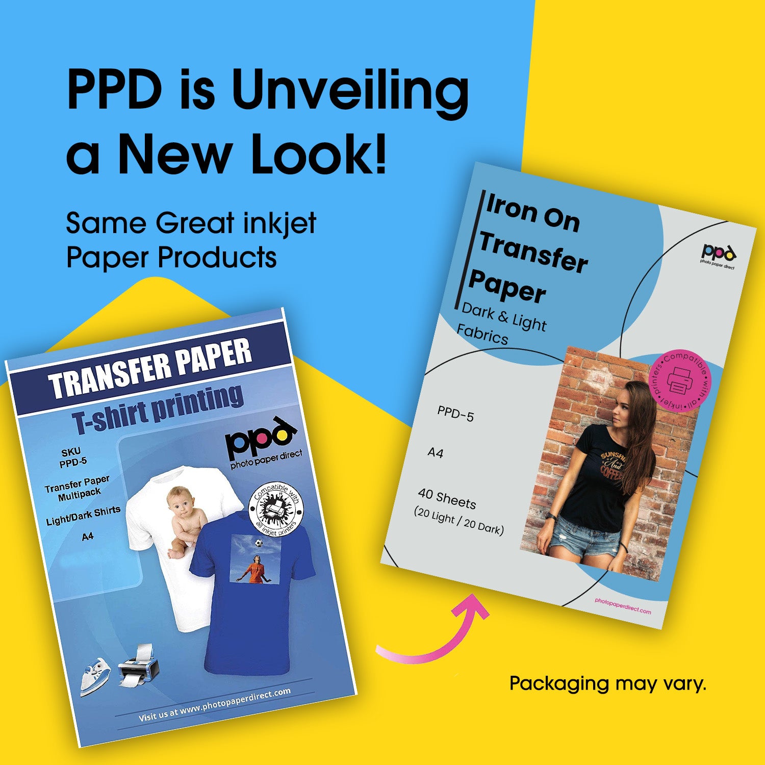 PPD Inkjet Iron On MULTIPACK 20 Light and 20 Dark Transfer Paper A4 PPD-5