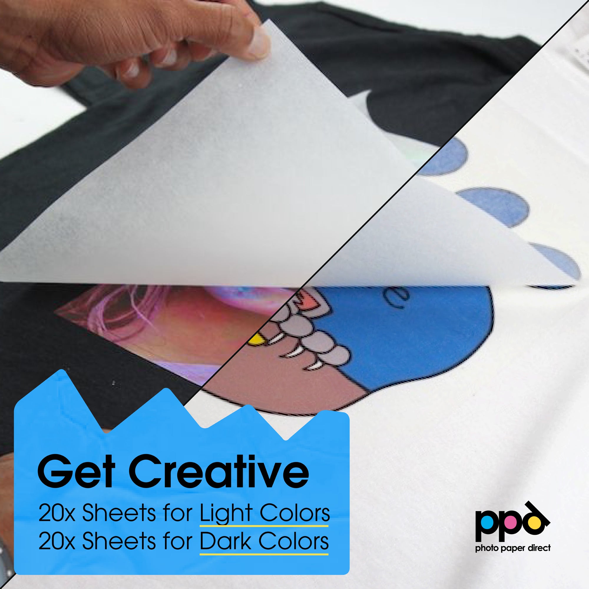 PPD Inkjet Iron On MULTIPACK 20 Light and 20 Dark Transfer Paper A4 PPD-5