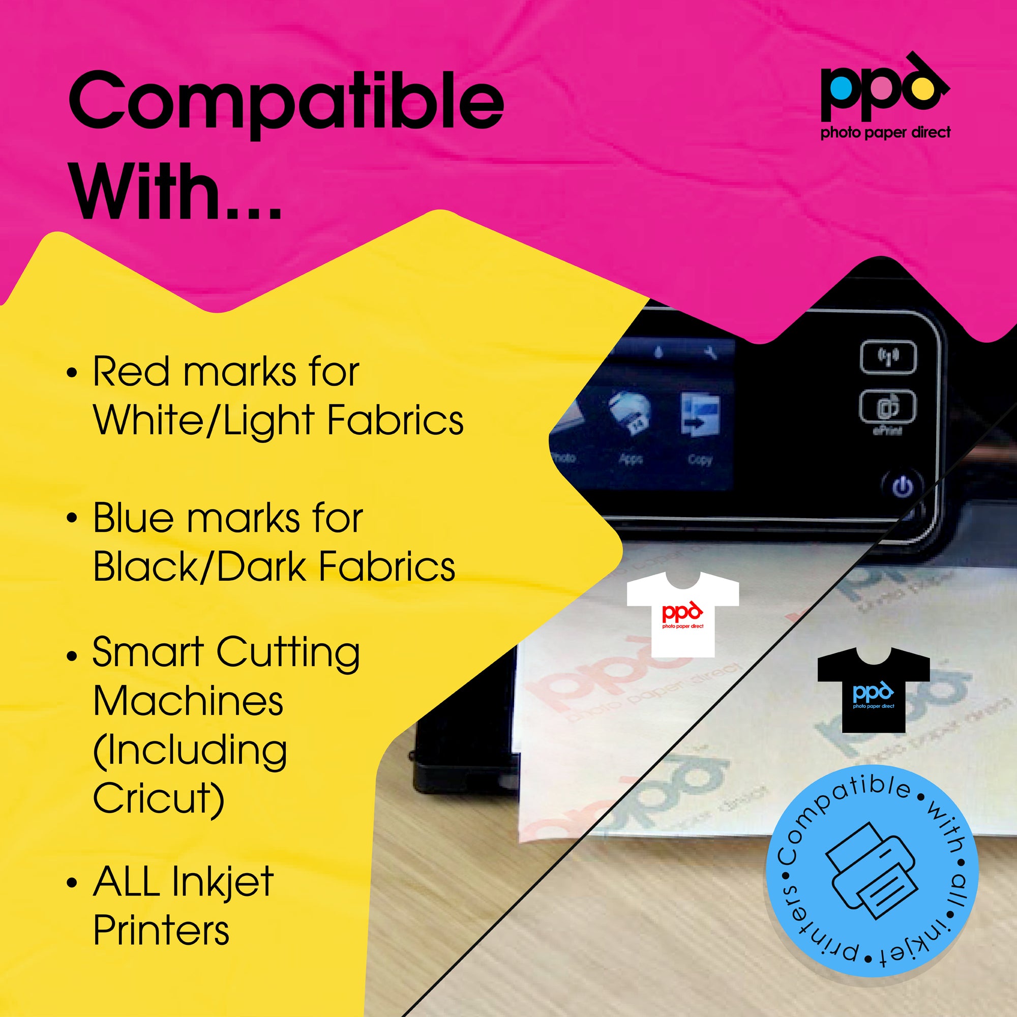 PPD Inkjet Iron On MULTIPACK 20 Light and 20 Dark Transfer Paper A4 PPD-5