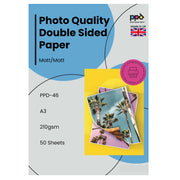 PPD Inkjet Heavyweight Matt Paper Double Sided 53lb. 210gsm 9mil A3 PPD-46