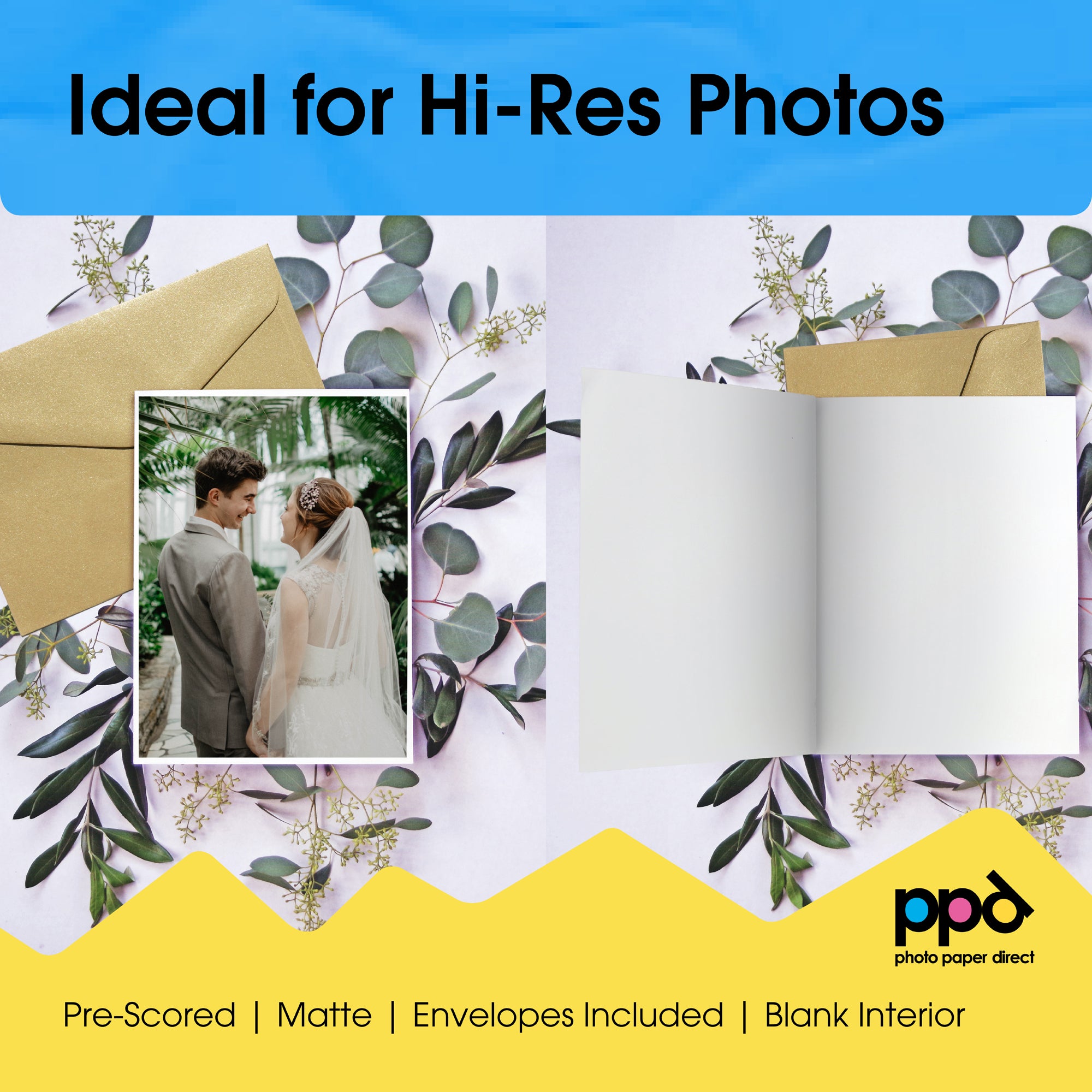 PPD Inkjet Matt Greeting Cards A4 210gsm with Envelopes PPD-49-ENV