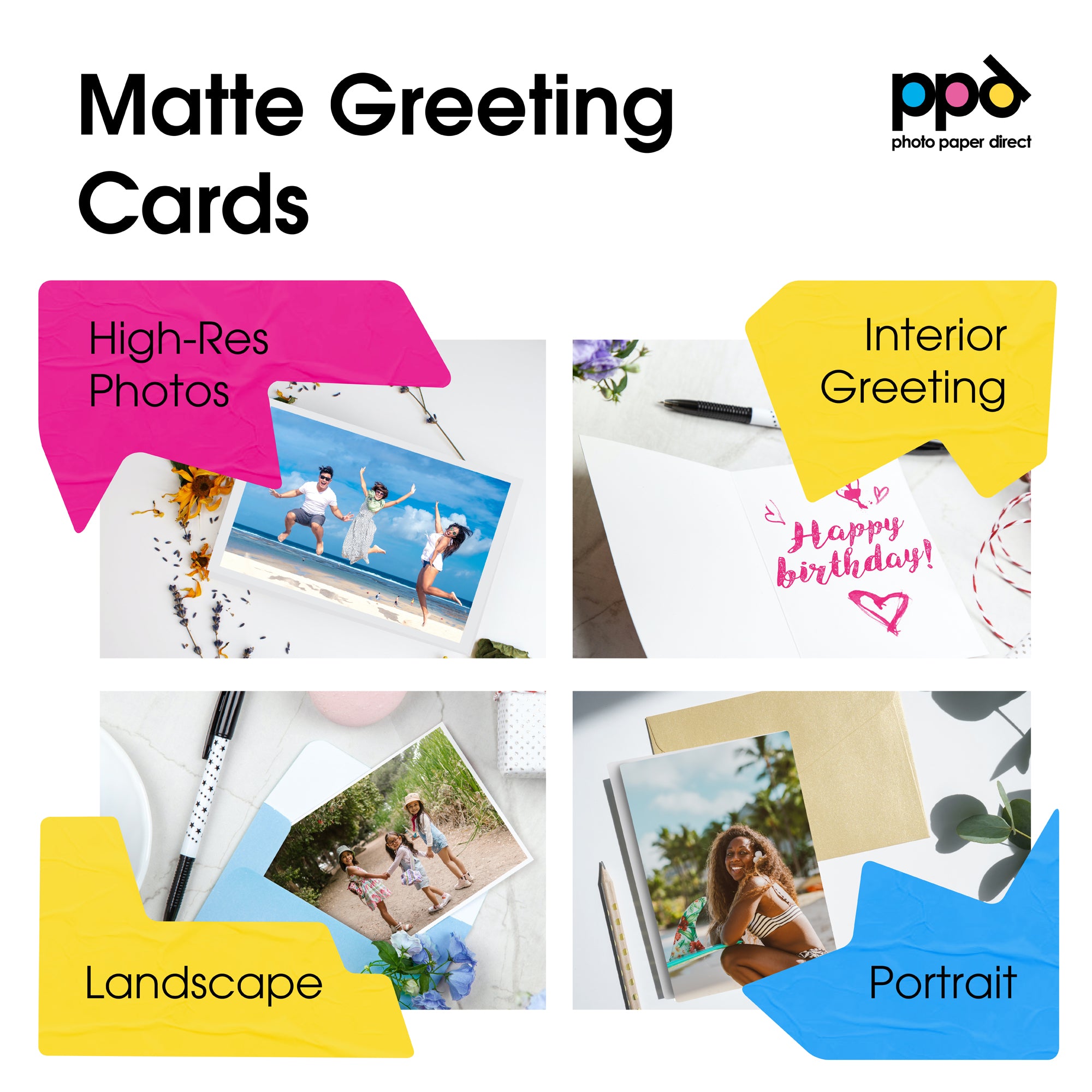 PPD Inkjet Large Matt Photo Quality Printable Greeting Cards A4 PPD-49