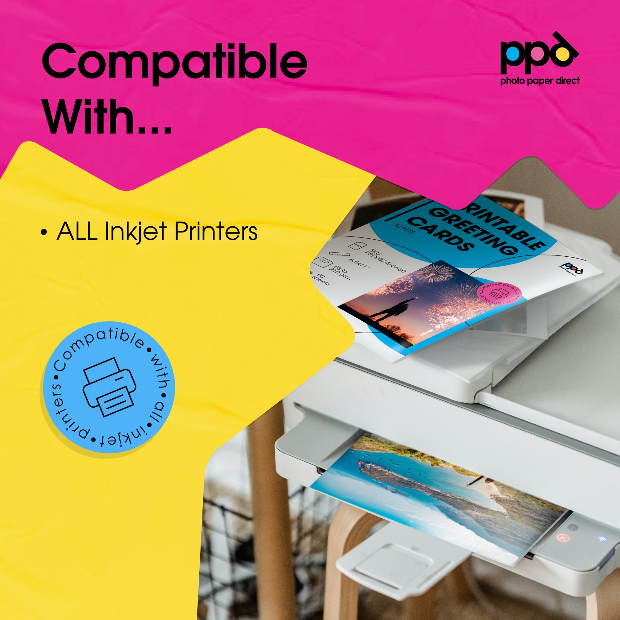 PPD Inkjet Large Matt Photo Quality Printable Greeting Cards A4 PPD-49