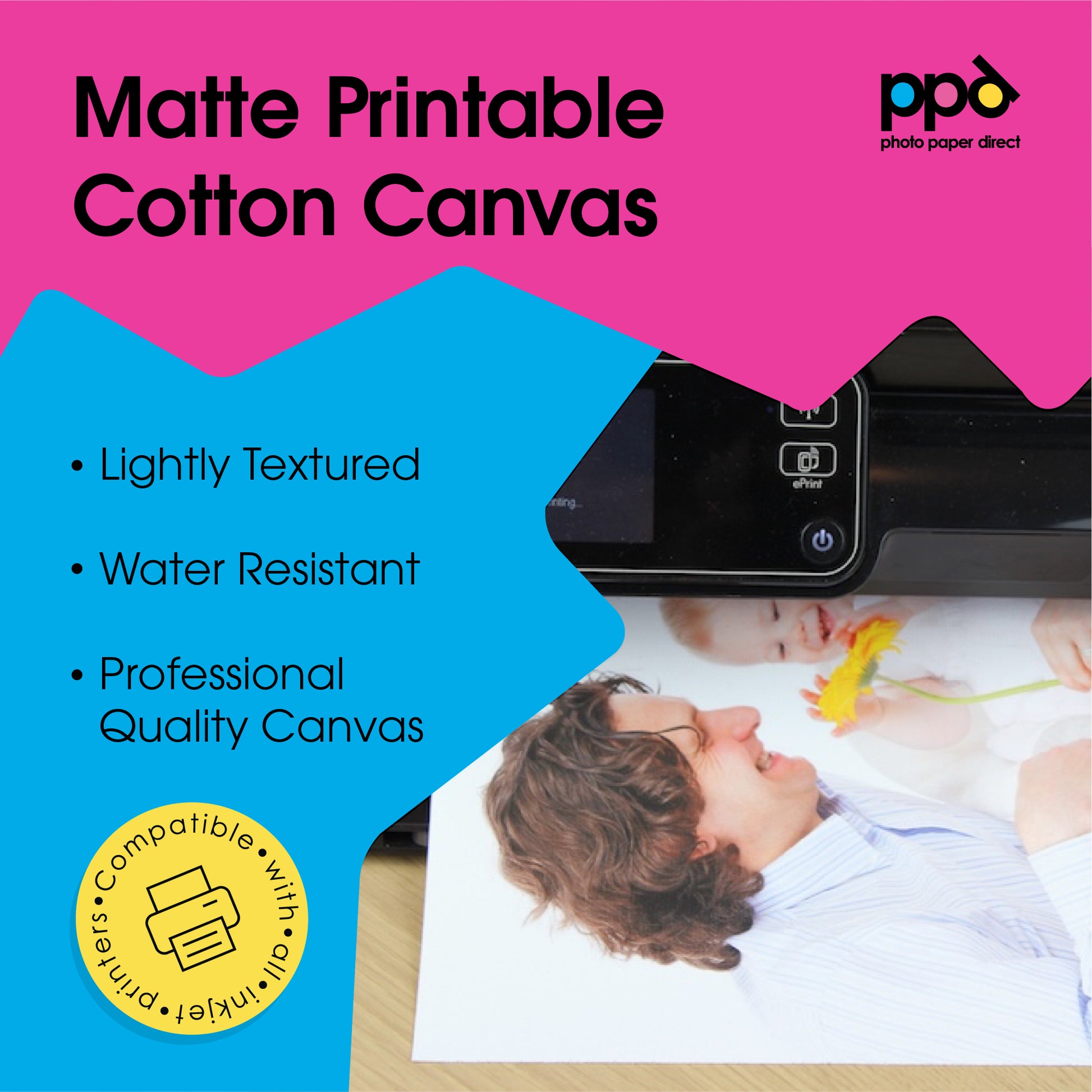 PPD Inkjet Printable Canvas 100 Real Cotton 340g A3 PPD84