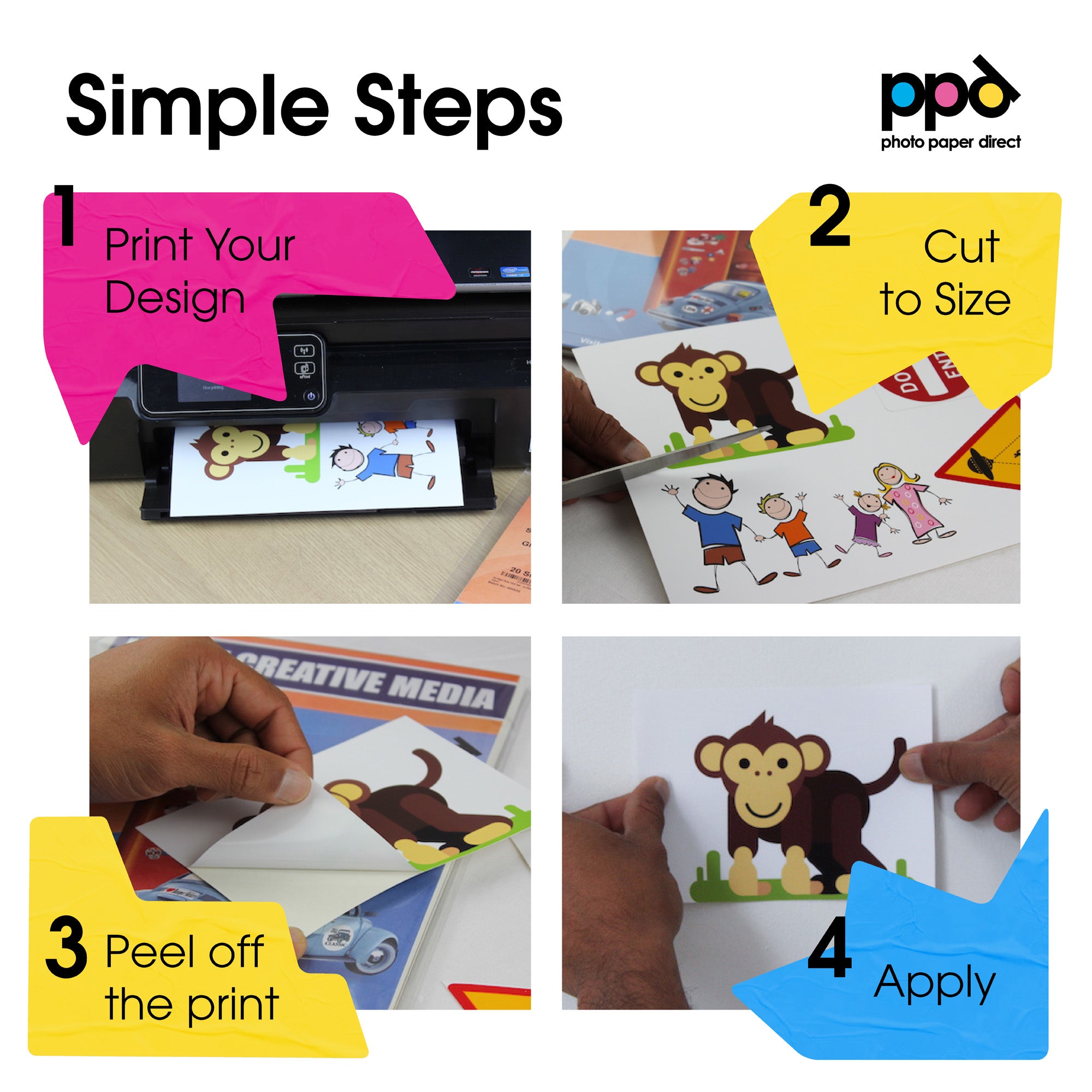 PPD Glossy Sticker Paper A4 120g Self Adhesive PPD-73