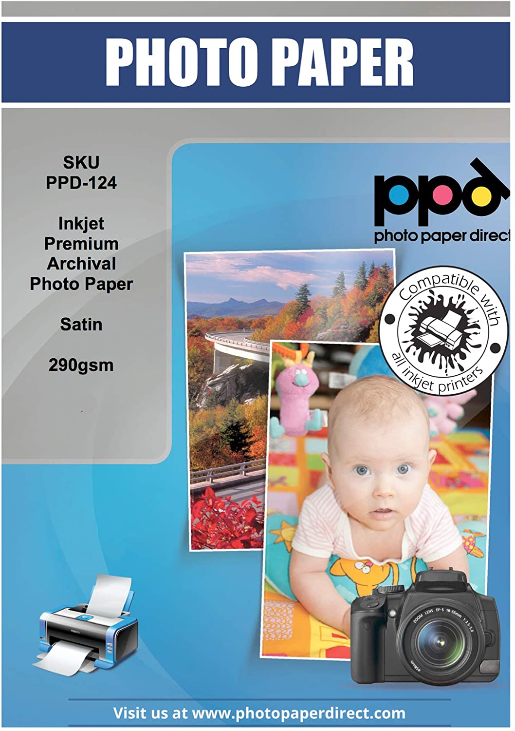 PPD Inkjet Premium Photo Paper Satin A4 70lb (290gsm) PPD-124