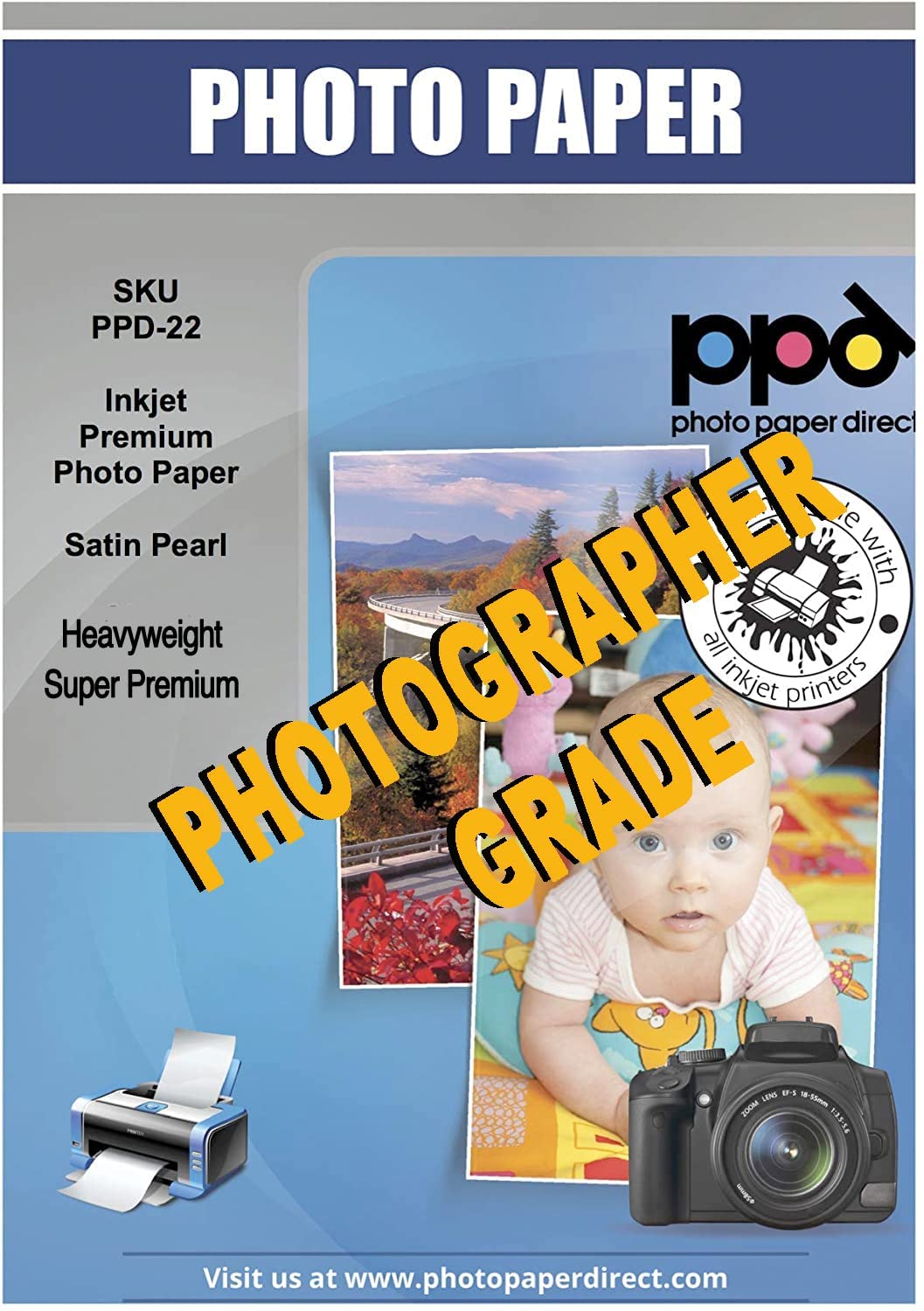 PPD Inkjet Premium Photo Paper Satin 68lb. 255gsm 10.5mil A3 PPD-22