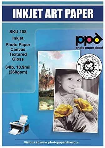 PPD A4 Inkjet 260gsm Gloss Canvas Textured Photo Paper - Premium Quality with Amazing Effects Due to Unusual Surface Structure PPD-108