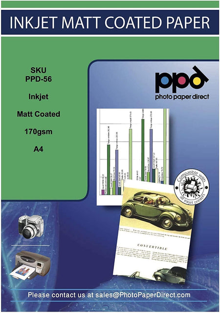 PPD Inkjet Matt Photo Paper Heavy Weight LTR A4 49lbs 170gsm 9.5mil PPD-56