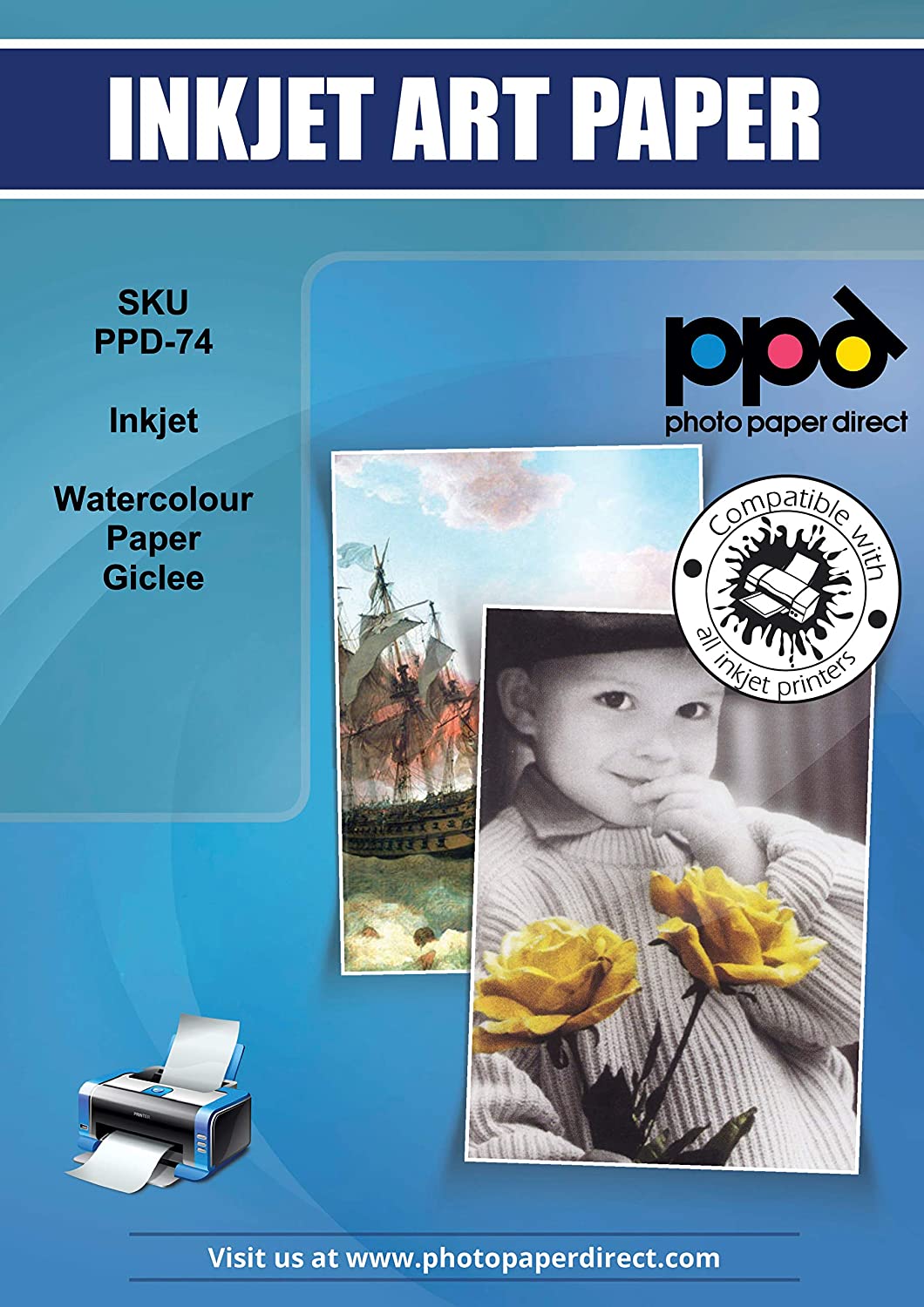 PPD Inkjet Watercolor Matt Giclee Paper 60lb (240gsm) A4 PPD-74 ...