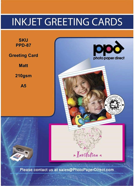 PPD Inkjet Matt Printable Greeting Cards A5 53lbs. 210gsm 9mil With Envelopes PPD-87