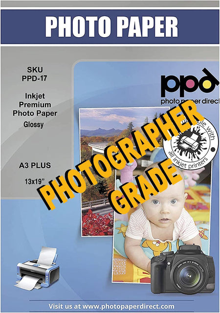 PPD Inkjet Premium Photo Paper Gloss A3+ 72lb (280gsm) 10.5mil PPD-17