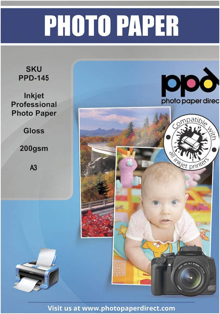 PPD Inkjet Premium Photo Paper Gloss A3 200gsm PPD-145