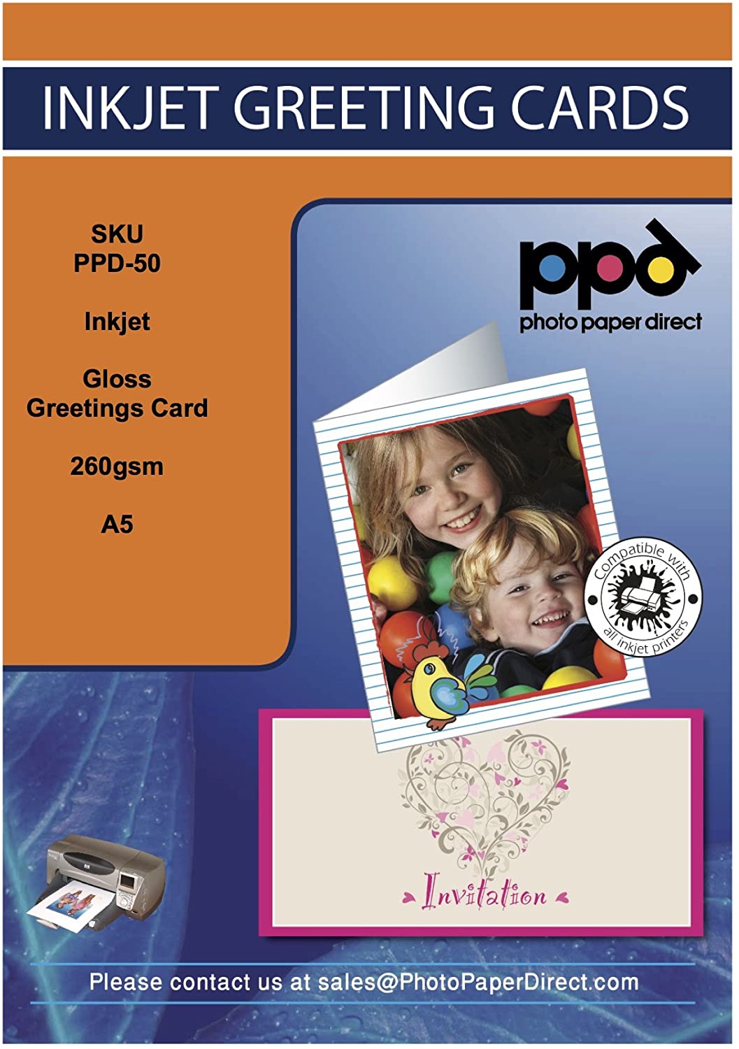 PPD Inkjet Printable Greeting Cards Gloss Heavyweight 260gsm PPD-50