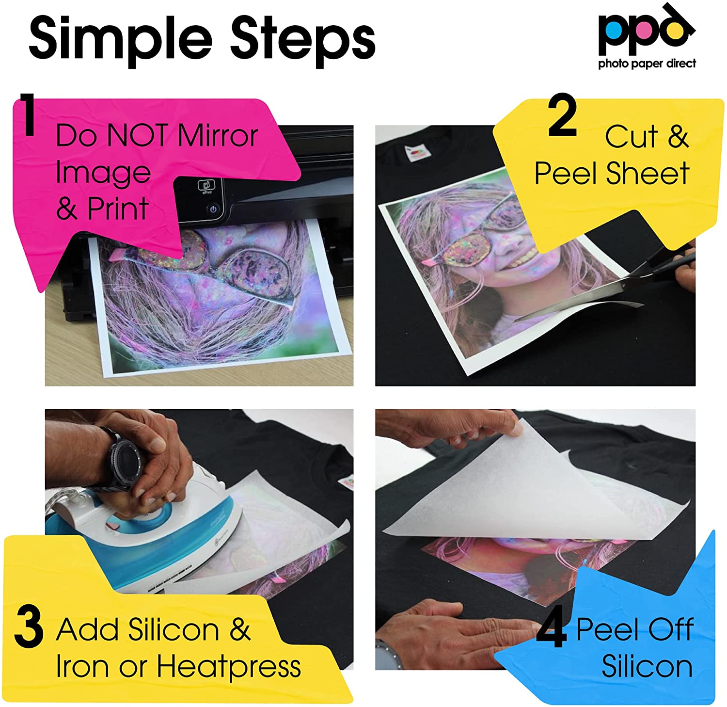 PPD Inkjet Iron-On Dark Transfer Paper A4 PPD-4
