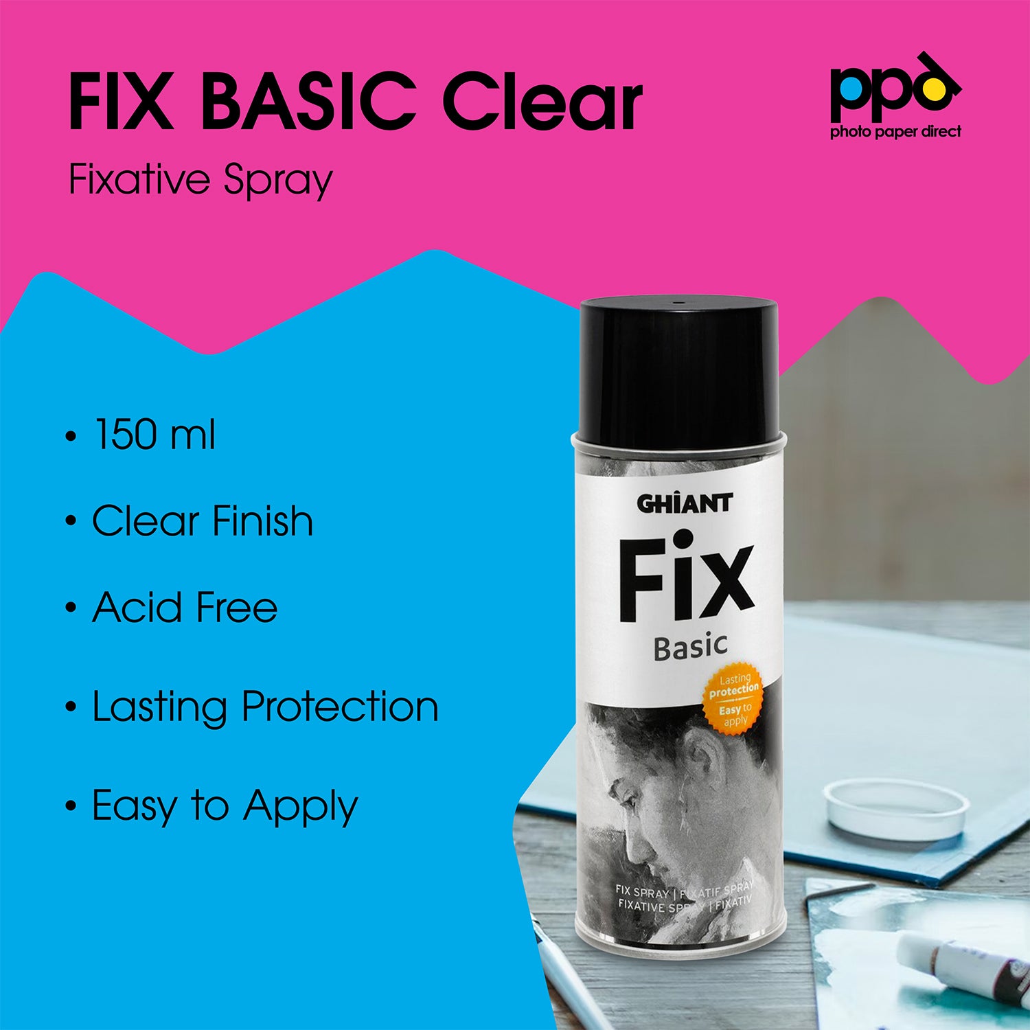 Ghiant FIX BASIC 150 ml Clear Fixative Spray for Drawn Artwork