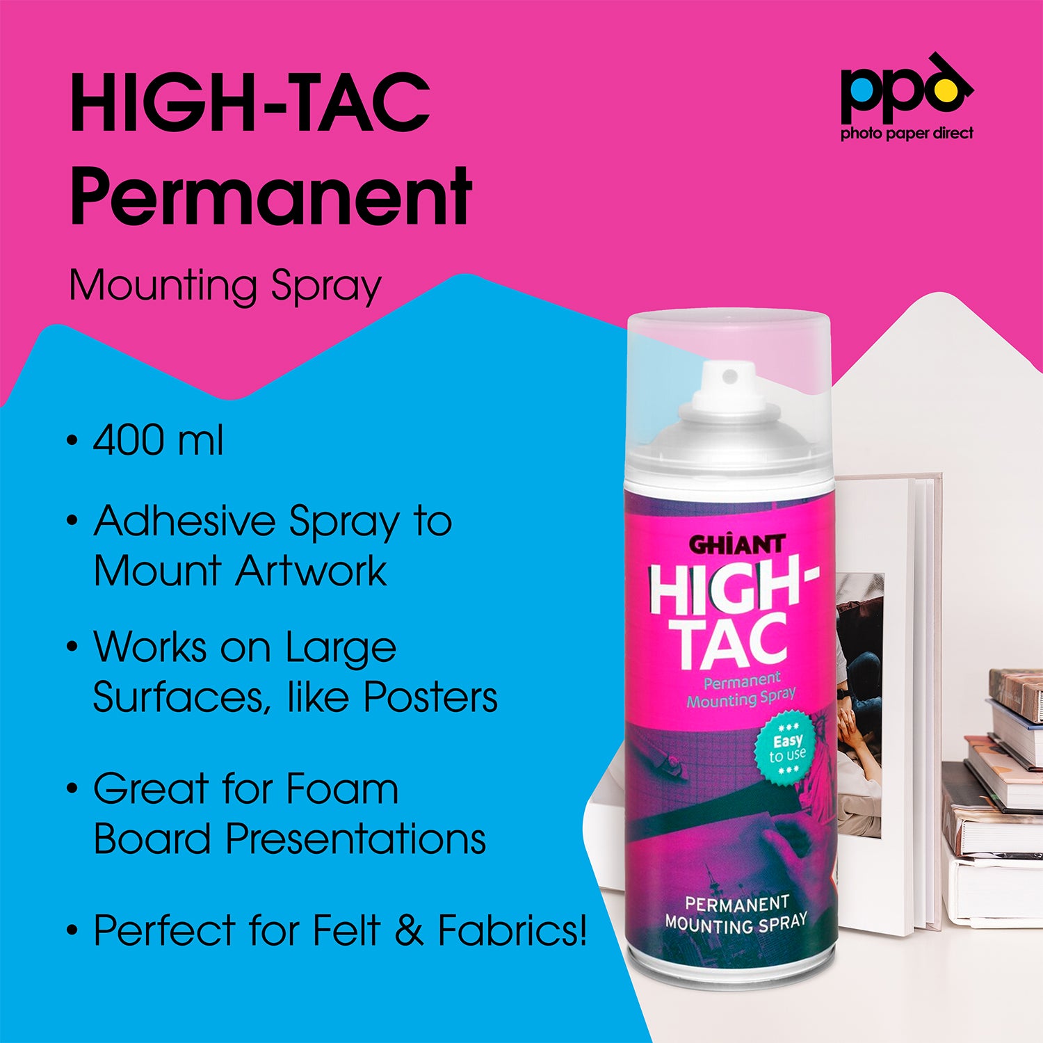 Ghiant HIGH-TAC 400 ml Permanent Mounting Spray Glue for Inkjet Papers