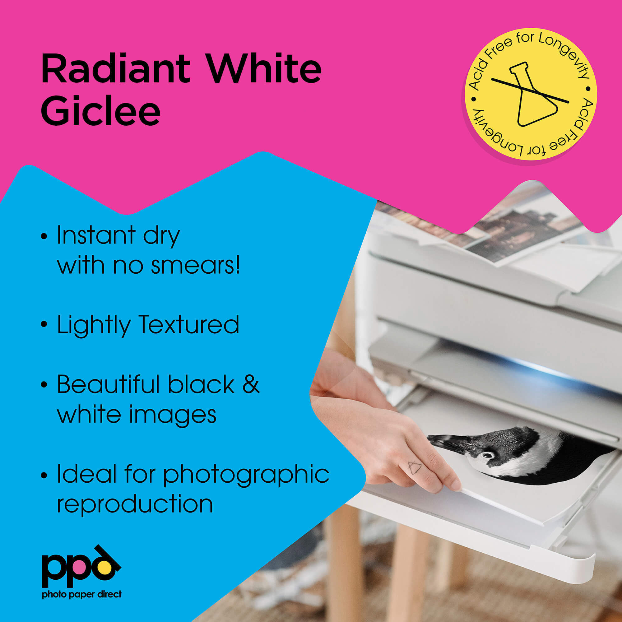 PD Inkjet Radiant White Giclee Paper 100% Cotton Fibre Archival A3 270 gsm x 25 Sheets PPD-79-25